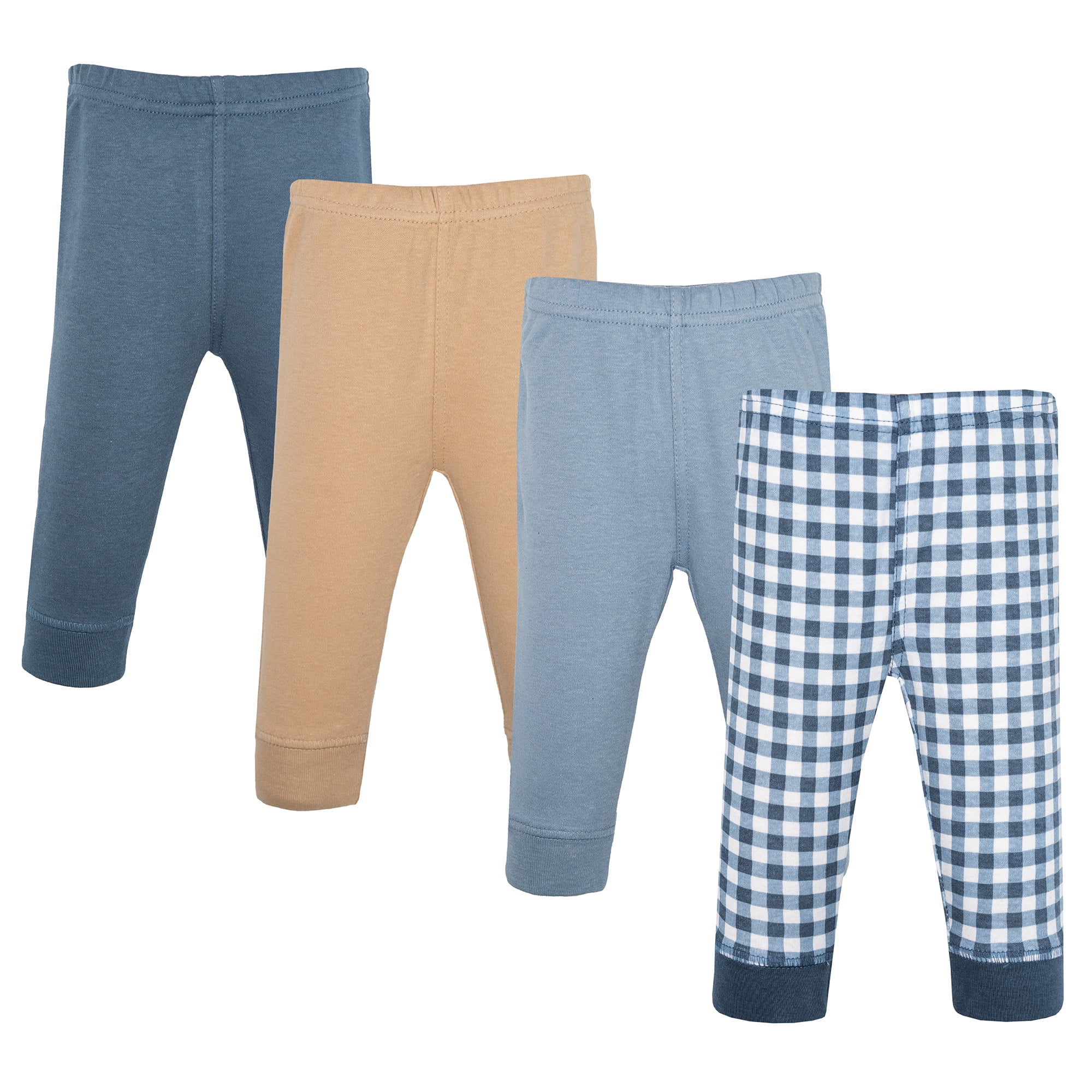 Hudson Baby Boy Cotton Pants and Leggings, Blue Gingham, 9-12 Months