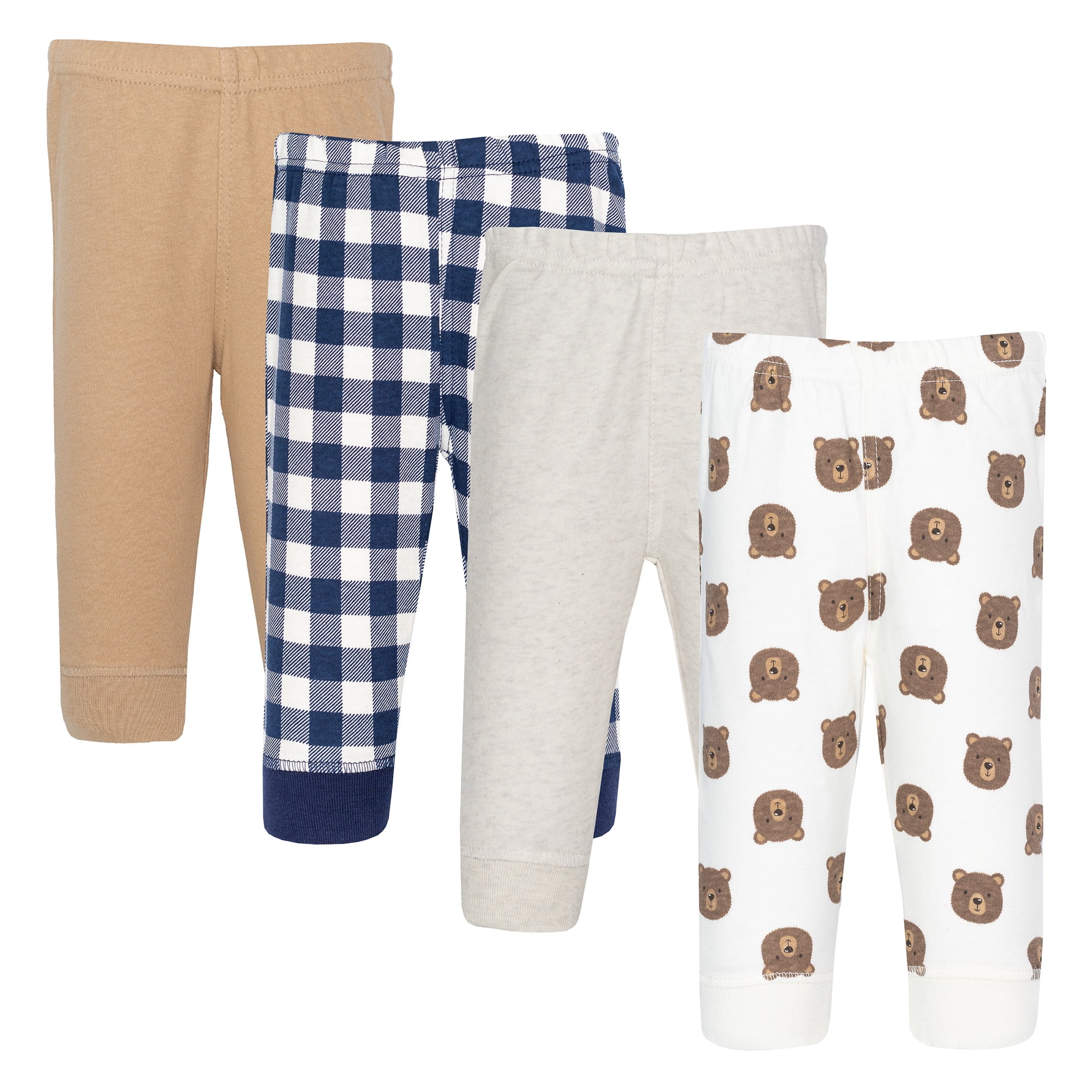Hudson Baby Boy Cotton Pants and Leggings, Happy Camper Bear, 3-6 Months