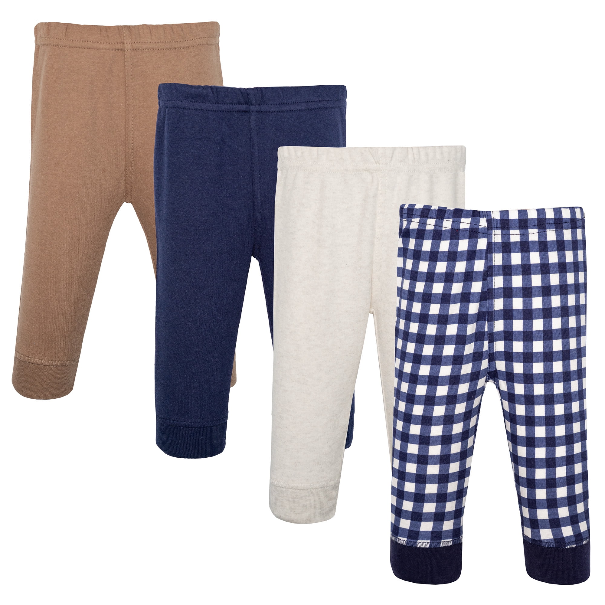 Hudson Baby Boy Cotton Pants and Leggings, Navy Gingham, 2T