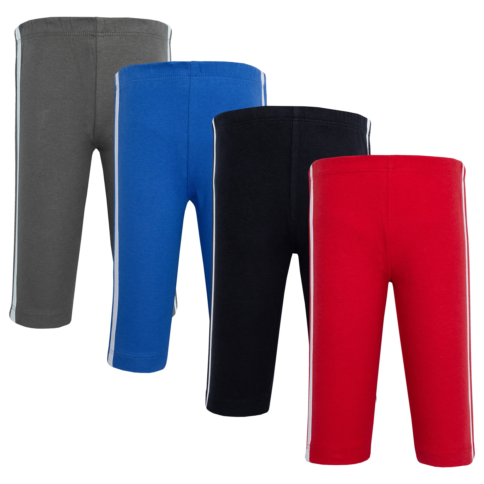 Hudson Baby Boy Cotton Pants and Leggings, Red Black, 3T