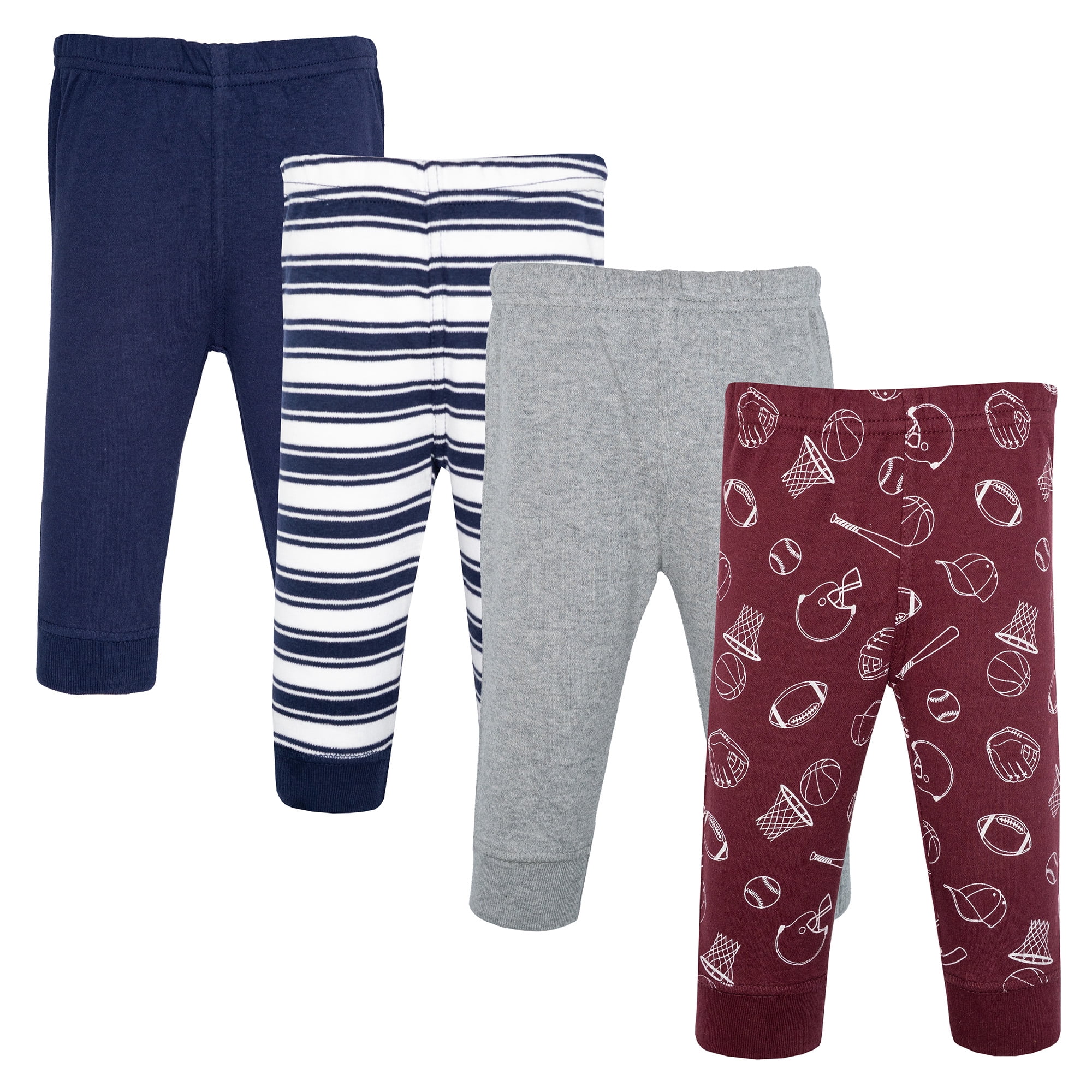 Hudson Baby Boy Cotton Pants and Leggings, Varsity Sports Stripe, 4T