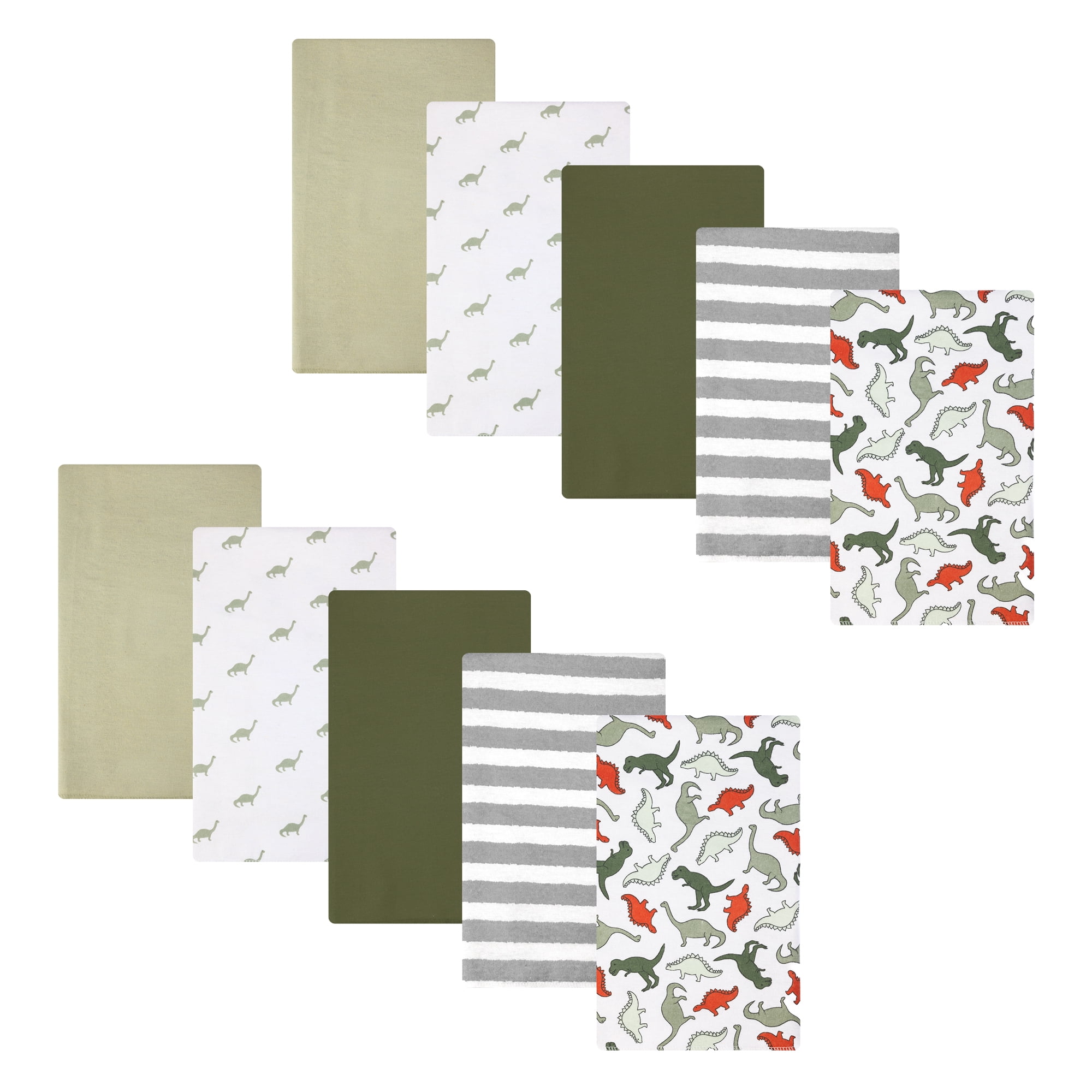 Hudson Baby Boy Cotton Polyester Flannel Burp Cloths 10-Pack, Multi Color Dino, One Size