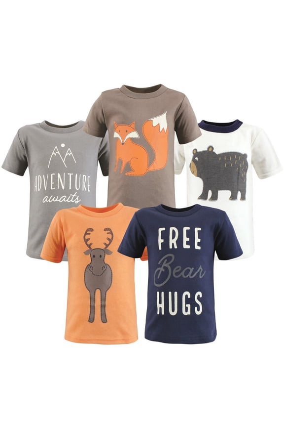 Boy Short Sleeve T-Shirts, Woodland, 5 Toddler