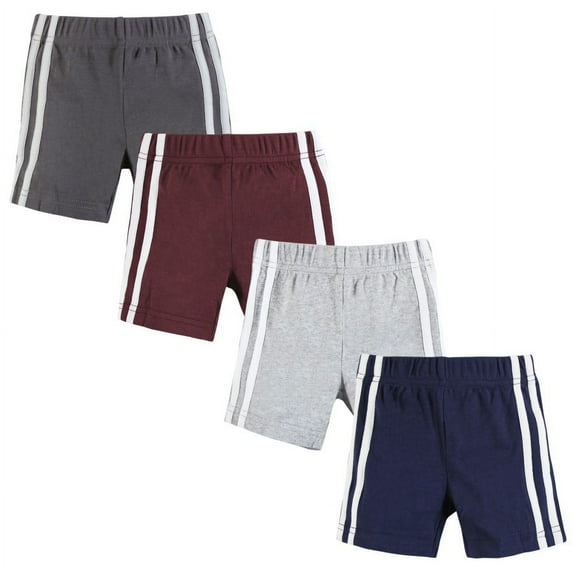 Hudson Baby Boy Shorts Bottoms 4-Pack, Burgundy Navy, 18-24 Months