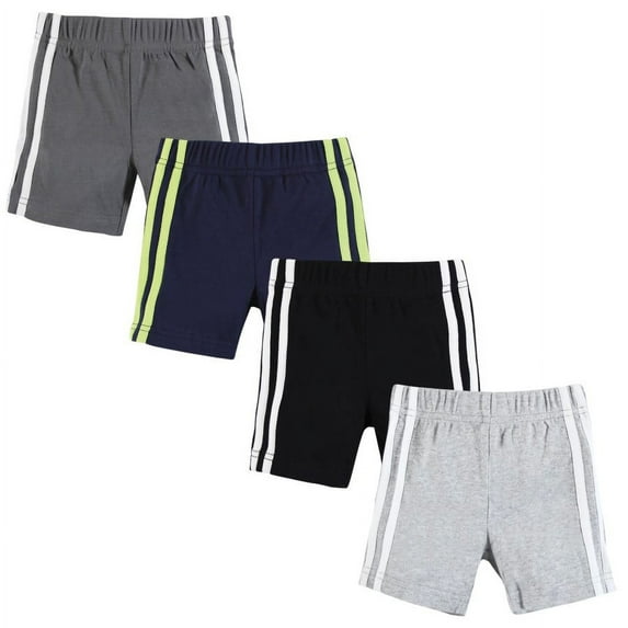 Hudson Baby Boy Shorts Bottoms 4-Pack, Gray Navy, 6-9 Months
