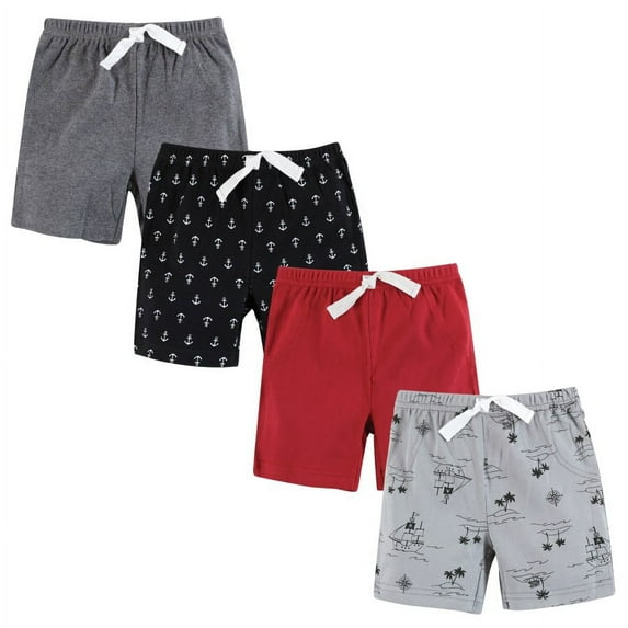 Hudson Baby Boy Shorts Bottoms 4-Pack, Pirate, 4 Toddler