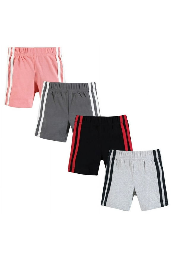 Boy Shorts Bottoms 4-Pack, Red Black, 12-18 Months