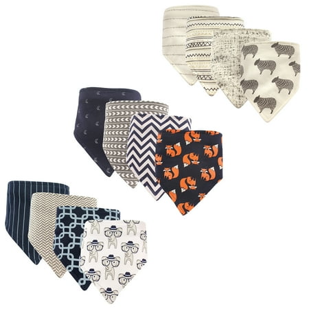 Hudson Baby Boy and Girl Bandana Bib, 12 Pack, Elephant, Fox, Sheep