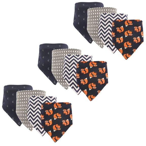 Hudson Baby Boy and Girl Bandana Bib, 12 Pack, Fox