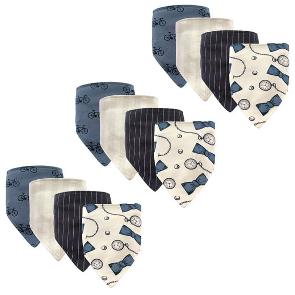 Hudson Baby Boy and Girl Bandana Bib, 12 Pack, Pocket Watch