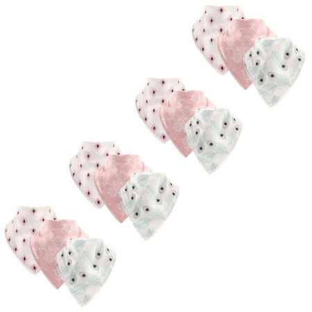 Hudson Baby Boy and Girl Cotton/Fleece Bandana Bib, 12 Pack, Peacock Feathers