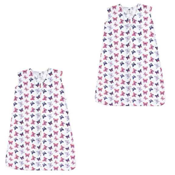 Hudson Baby Boy and Girl Jersey Cotton Sleeping Bag 2 Pack, Butterflies, 12-18 Months