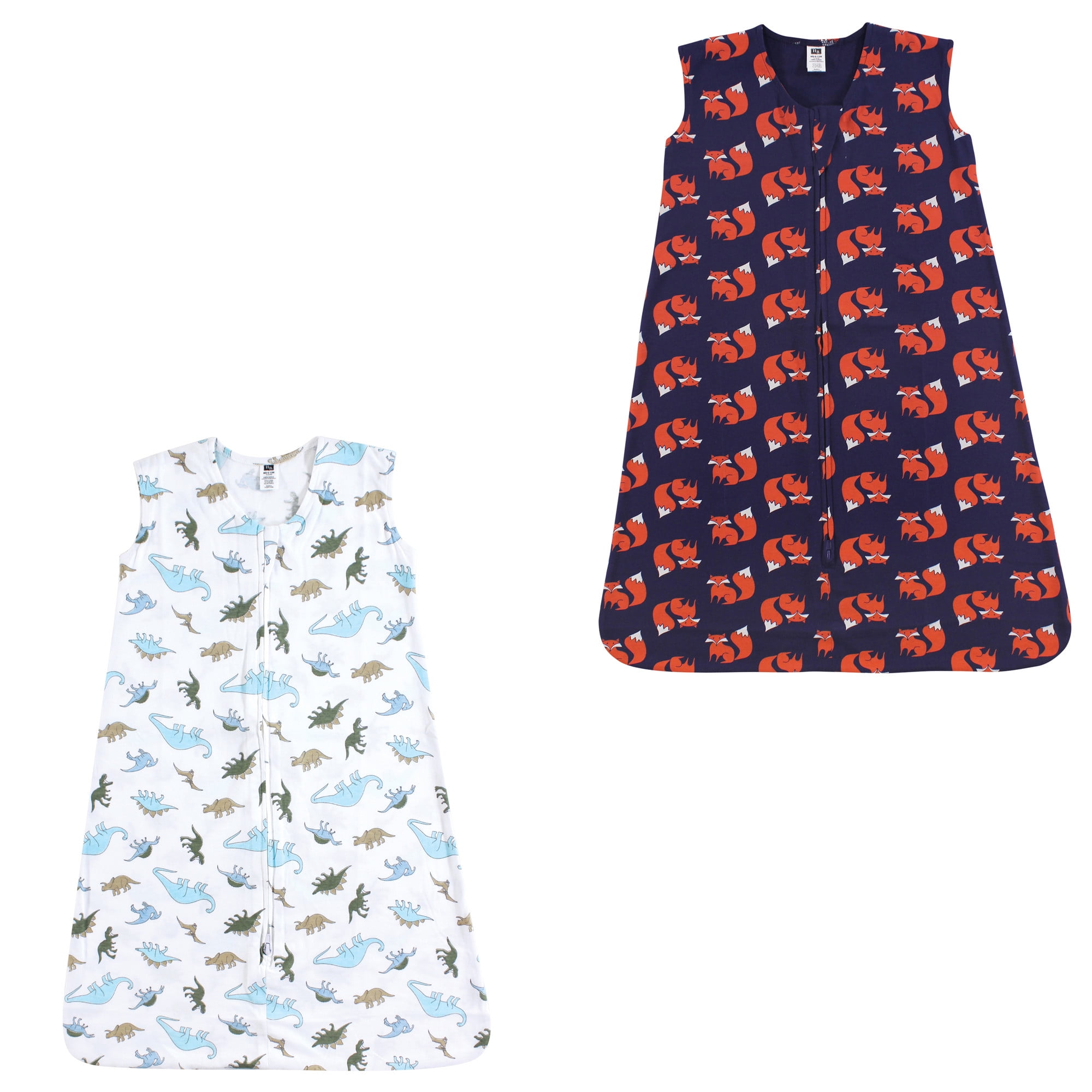 Hudson Baby Boy and Girl Jersey Cotton Sleeping Bag 2 Pack, Dinosaurs and Fox, 18-24 Months