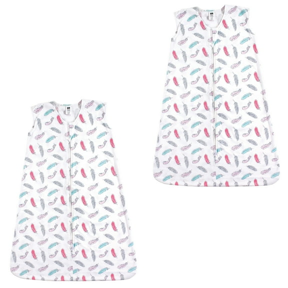 Hudson Baby Boy and Girl Jersey Cotton Sleeping Bag 2 Pack, Feathers, 12-18 Months