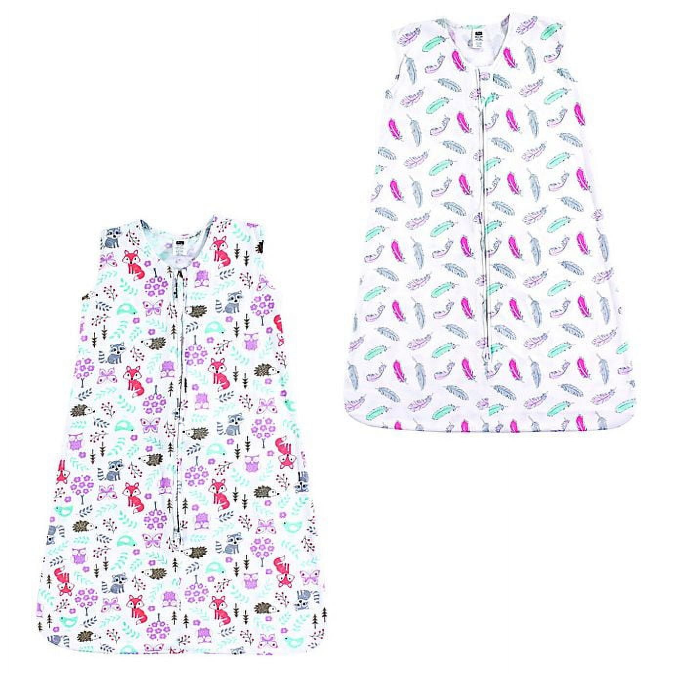 Hudson Baby Boy and Girl Jersey Cotton Sleeping Bag 2 Pack, Feathers and Woodland Fox, 12-18 Months