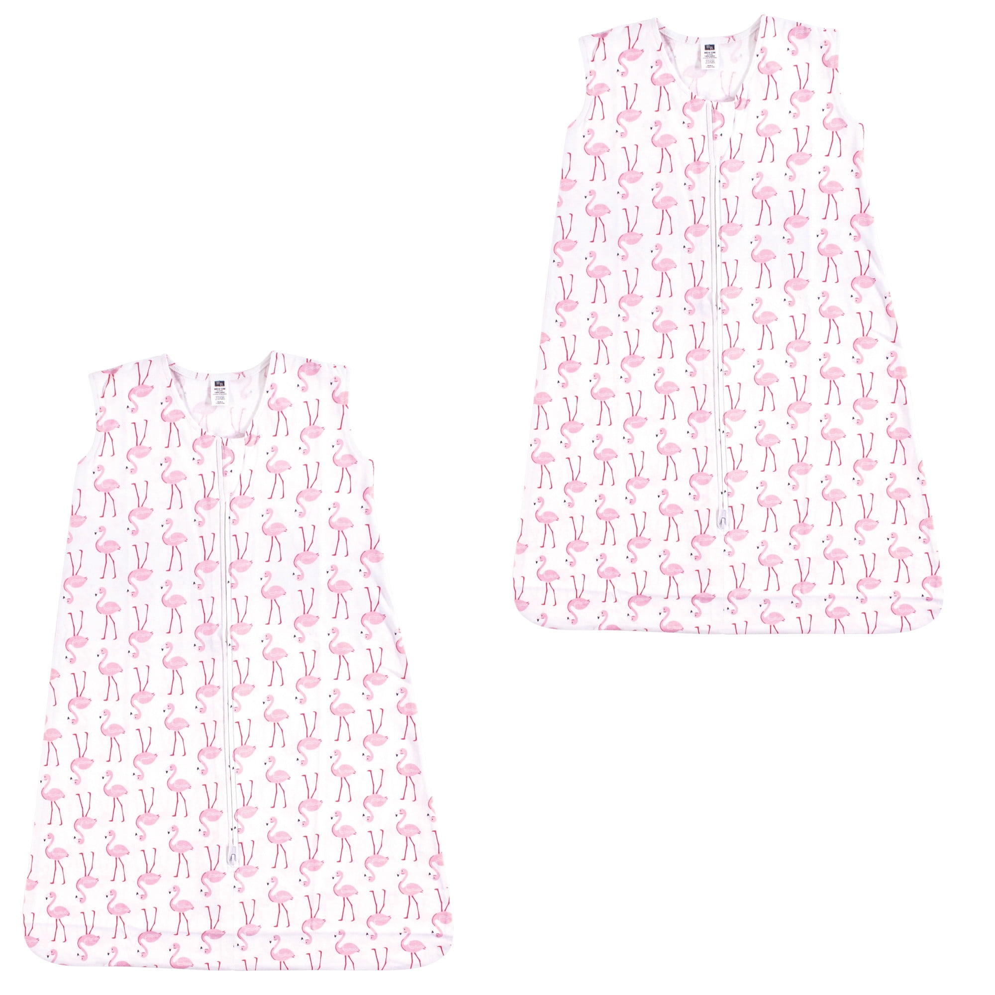 Hudson Baby Boy and Girl Jersey Cotton Sleeping Bag 2 Pack, Flamingo, 6-12 Months