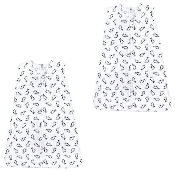 Hudson Baby Boy and Girl Jersey Cotton Sleeping Bag 2 Pack, Penguins, 0-6 Months