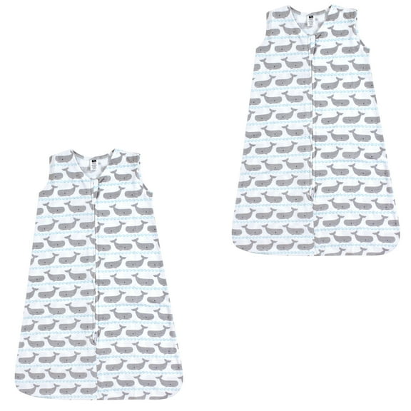 Hudson Baby Boy and Girl Jersey Cotton Sleeping Bag 2 Pack, Whales, 18-24 Months