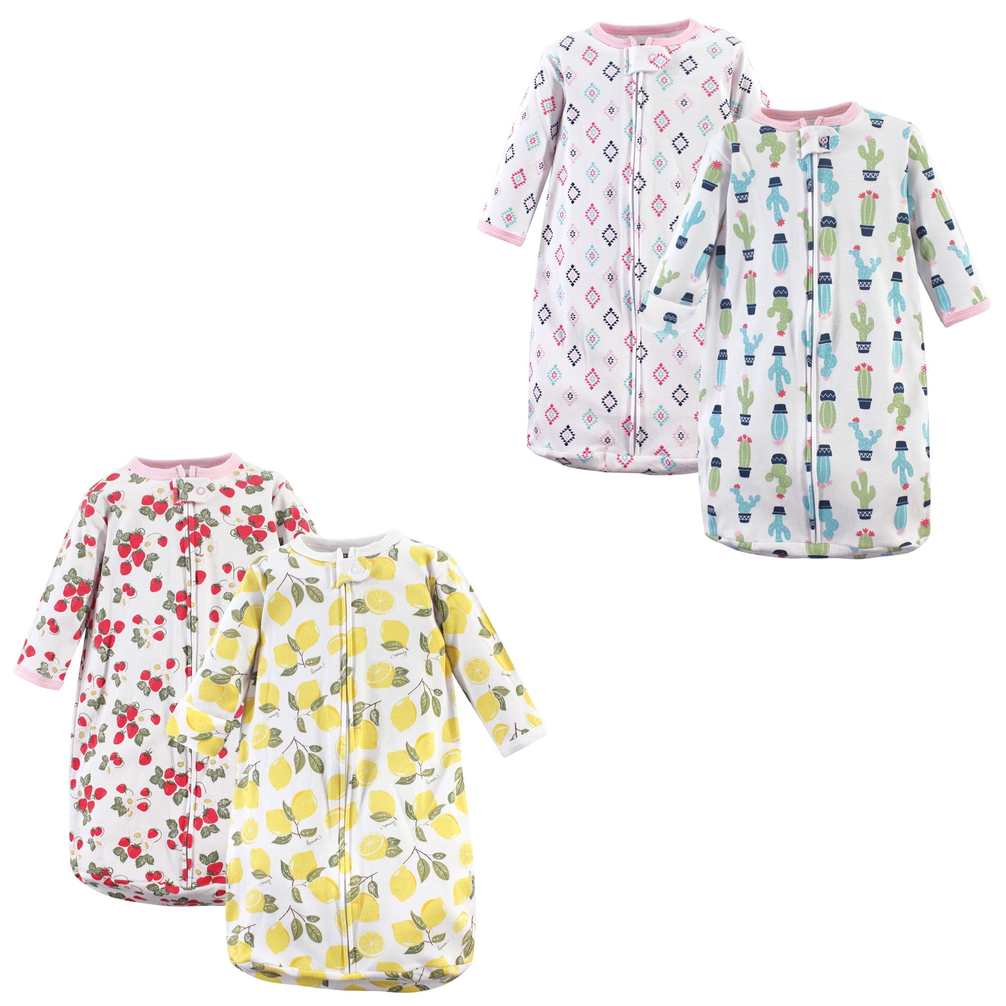 Hudson Baby Boy and Girl Long Sleeve Sleeping Bag, 4 Pack, Fruit and Cactus