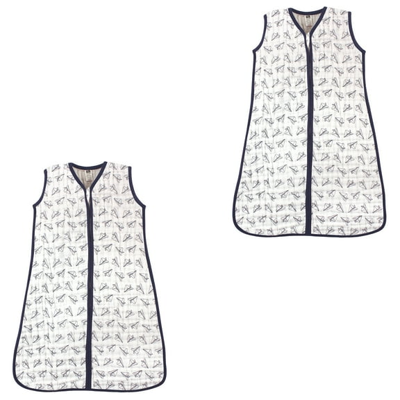 Hudson Baby Boy and Girl Muslin Sleeping Bag 2 Pack, Paper Airplanes, 6-12 Months