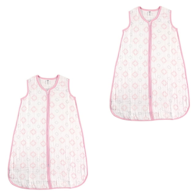 Hudson Baby Boy and Girl Muslin Sleeping Bag 2 Pack, Pink Damask, 1824