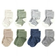 Hudson Baby Boy's Chenille Socks, Green Blue Stripe