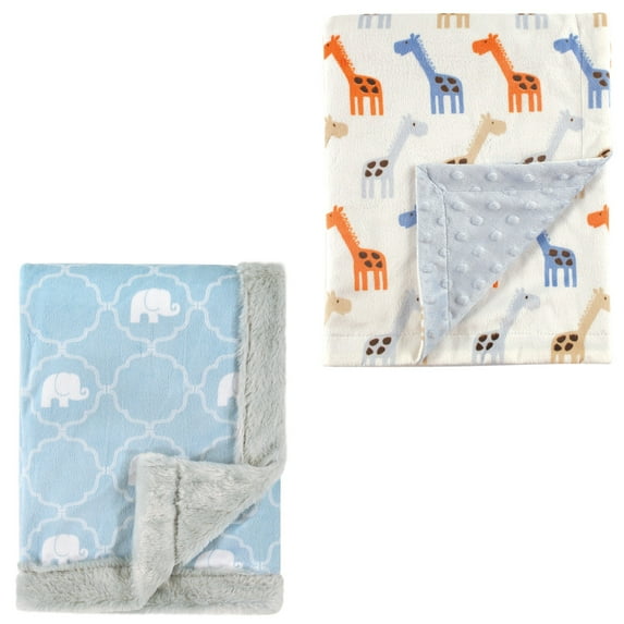 Hudson Baby Boys' 2-pack Plush Blanket (