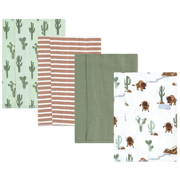 Hudson Baby Boys Cotton Flannel Burp Cloths 4-Pack, Wilderness, One Size