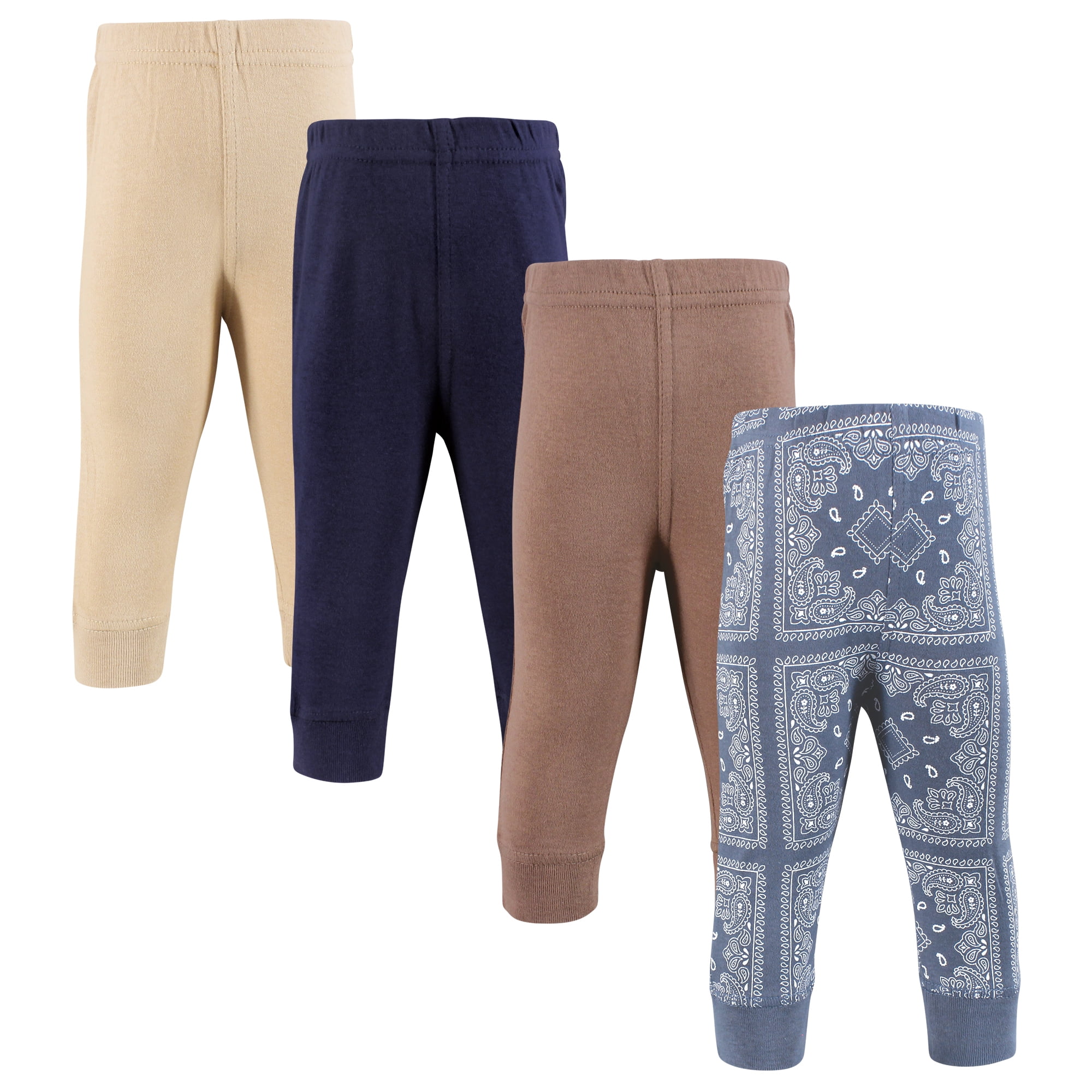 Hudson Baby Boys Cotton Pants and Leggings, Blue Bandana, 3T