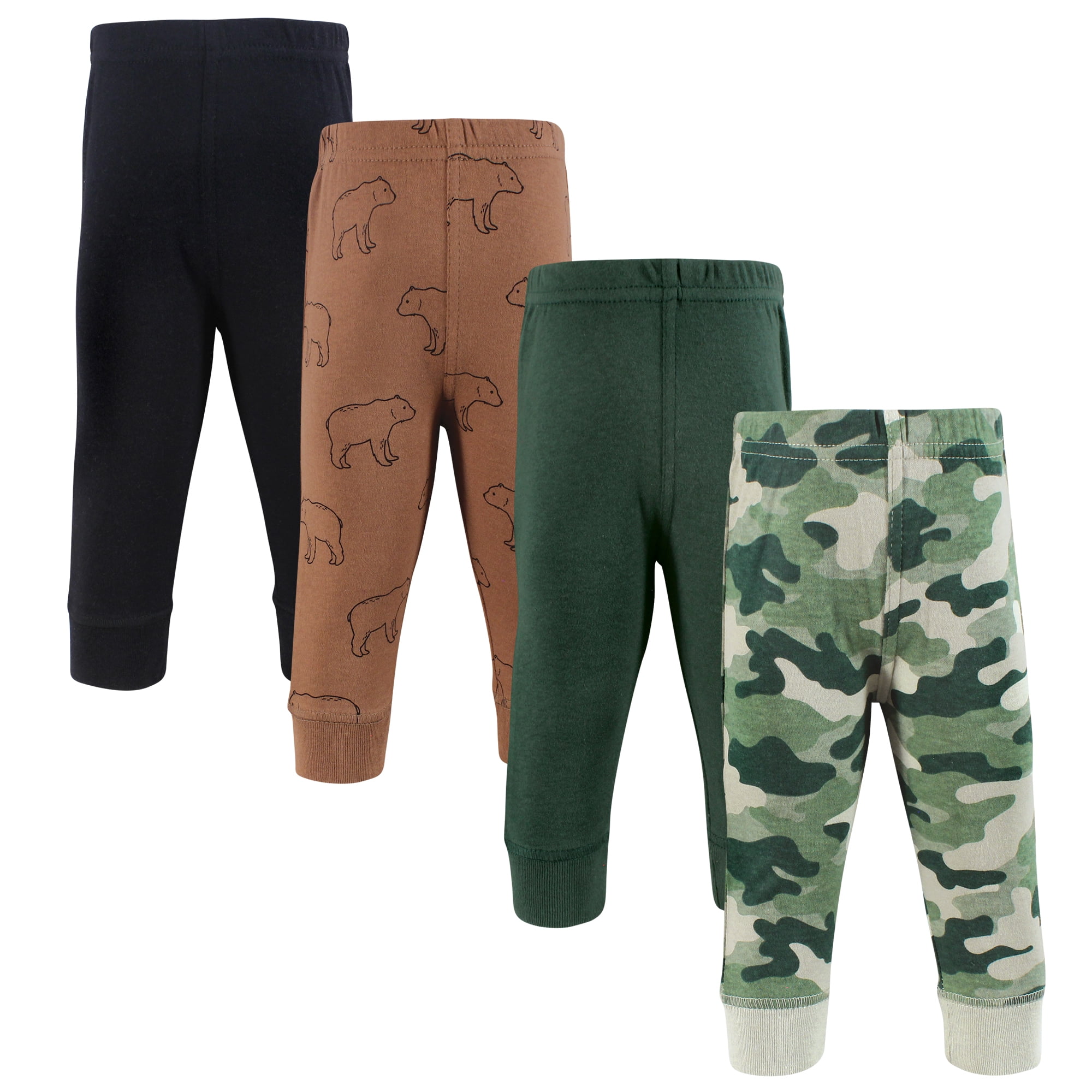 Hudson Baby Boys Cotton Pants and Leggings, Camo, 3-6 Months