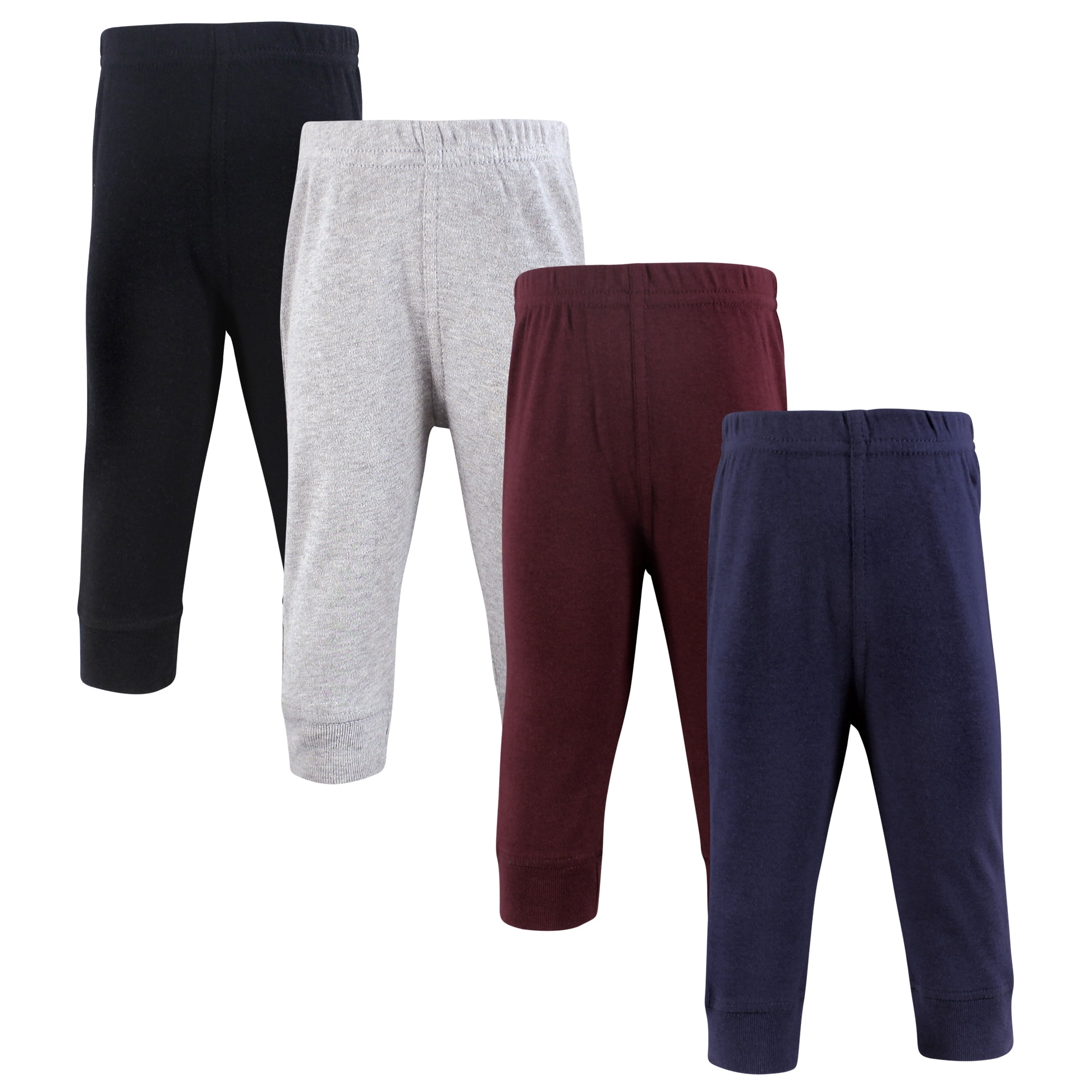 Hudson Baby Boys Cotton Pants and Leggings, Navy Burgundy Black, 2T