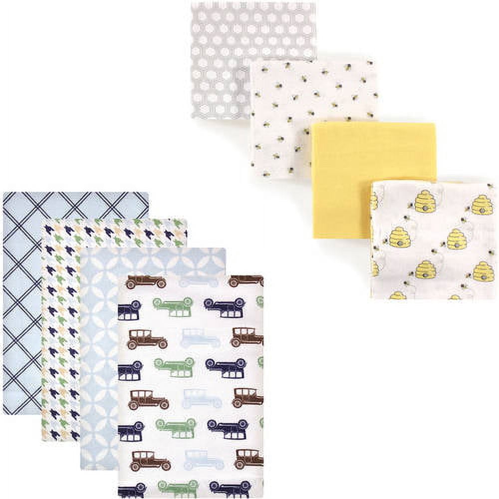 Hudson Baby Boys' Flannel Receiving Blanket, 8-Pack, Choose Your Color
