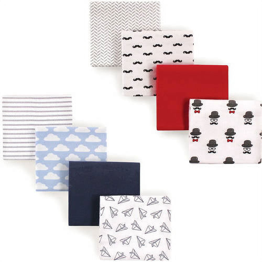 Hudson Baby Boys' Flannel Receiving Blanket, 8-Pack, Choose Your Color