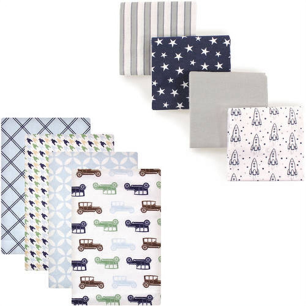 Hudson Baby Boys' Flannel Receiving Blanket, 8-Pack, Choose Your Color