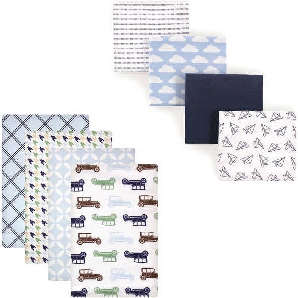 Hudson Baby Boys' Flannel Receiving Blanket, 8-Pack, Choose Your Color