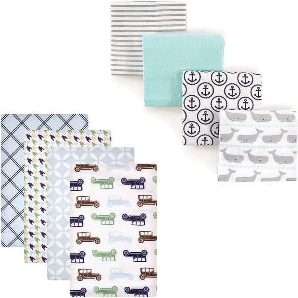 Hudson Baby Boys' Flannel Receiving Blanket, 8-Pack, Choose Your Color