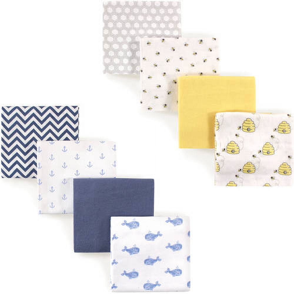 Hudson Baby Boys' Flannel Receiving Blanket, 8-Pack, Choose Your Color