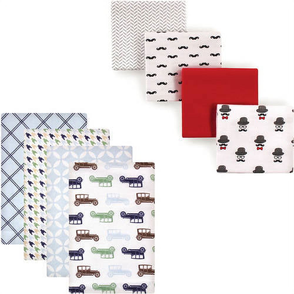 Hudson Baby Boys' Flannel Receiving Blanket, 8-Pack, Choose Your Color