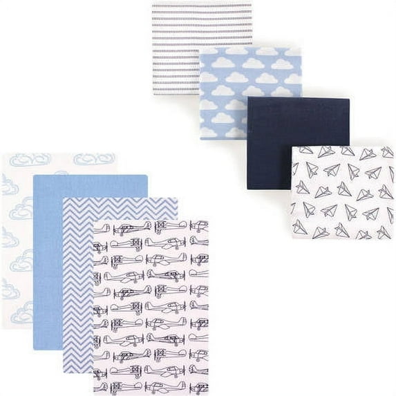 Hudson Baby Boys' Flannel Receiving Blanket, 8-Pack, Choose Your Color