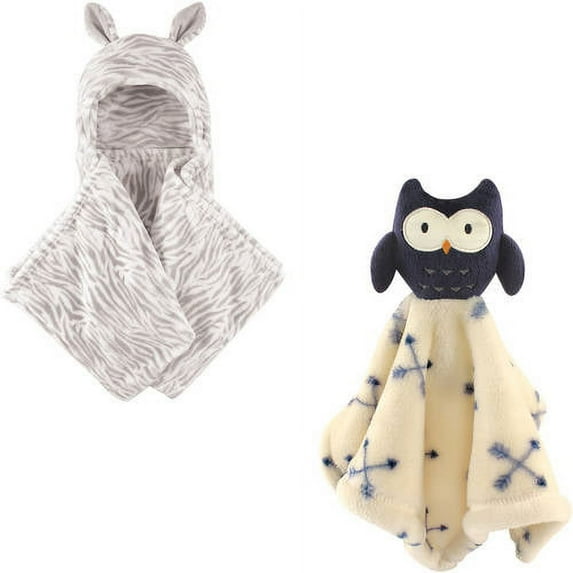 Hudson Baby Boys' Hooded Blanket & Security Blanket (Choose Your Color)
