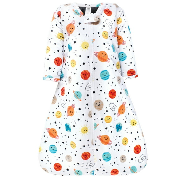 Hudson Baby Boys Long Sleeve Plush Faux Fur Sleeping Bag, Wearable Blanket, Happy Planets, 12-18 Months