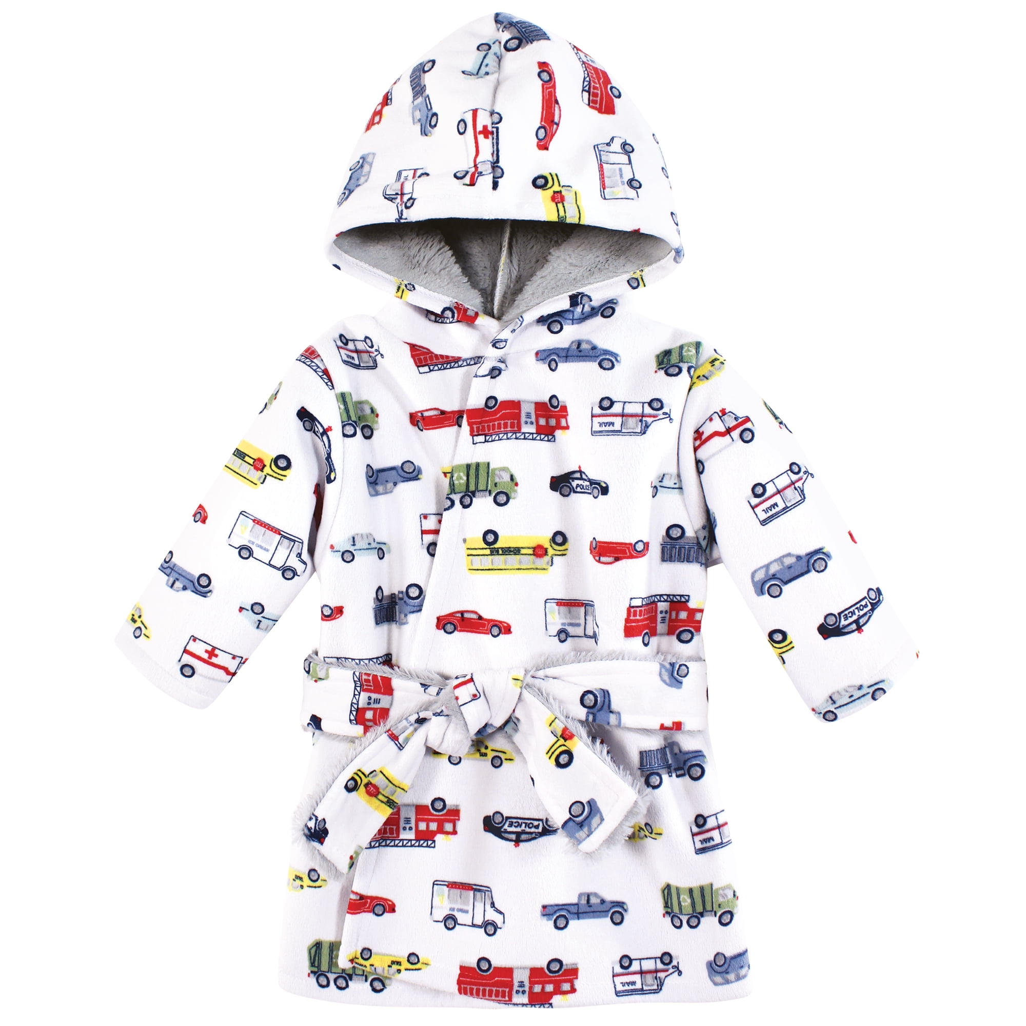 Hudson Baby Boys Mink with Faux Fur Lining Pool and Beach Robe Cover-ups, Going Places, 0-6 Months