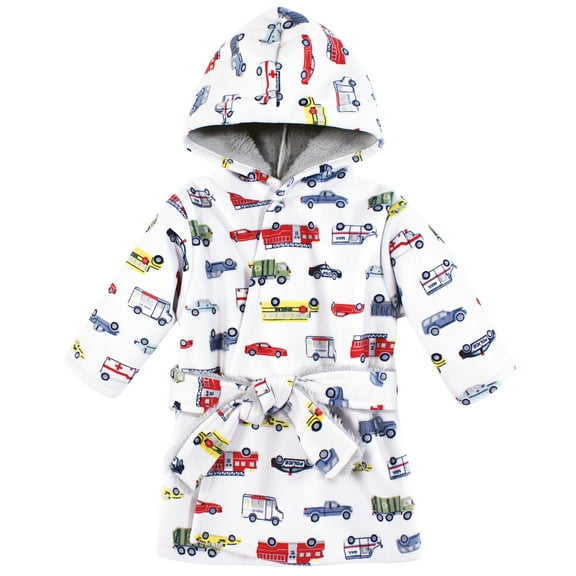 Hudson Baby Boys Mink with Faux Fur Lining Pool and Beach Robe Cover-ups, Going Places, 0-6 Months