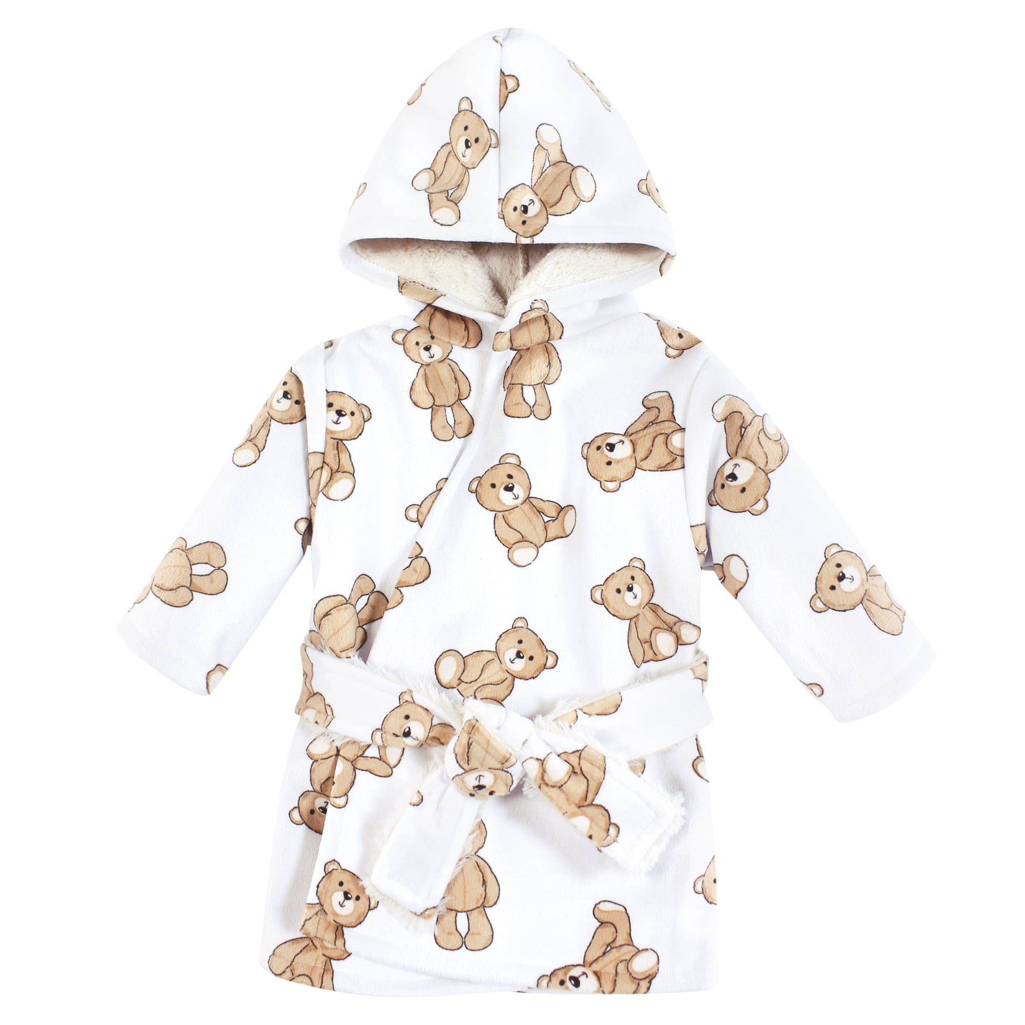 Hudson Baby Boys Mink with Faux Fur Lining Pool and Beach Robe Cover-ups, Teddy Bears, 0-6 Months