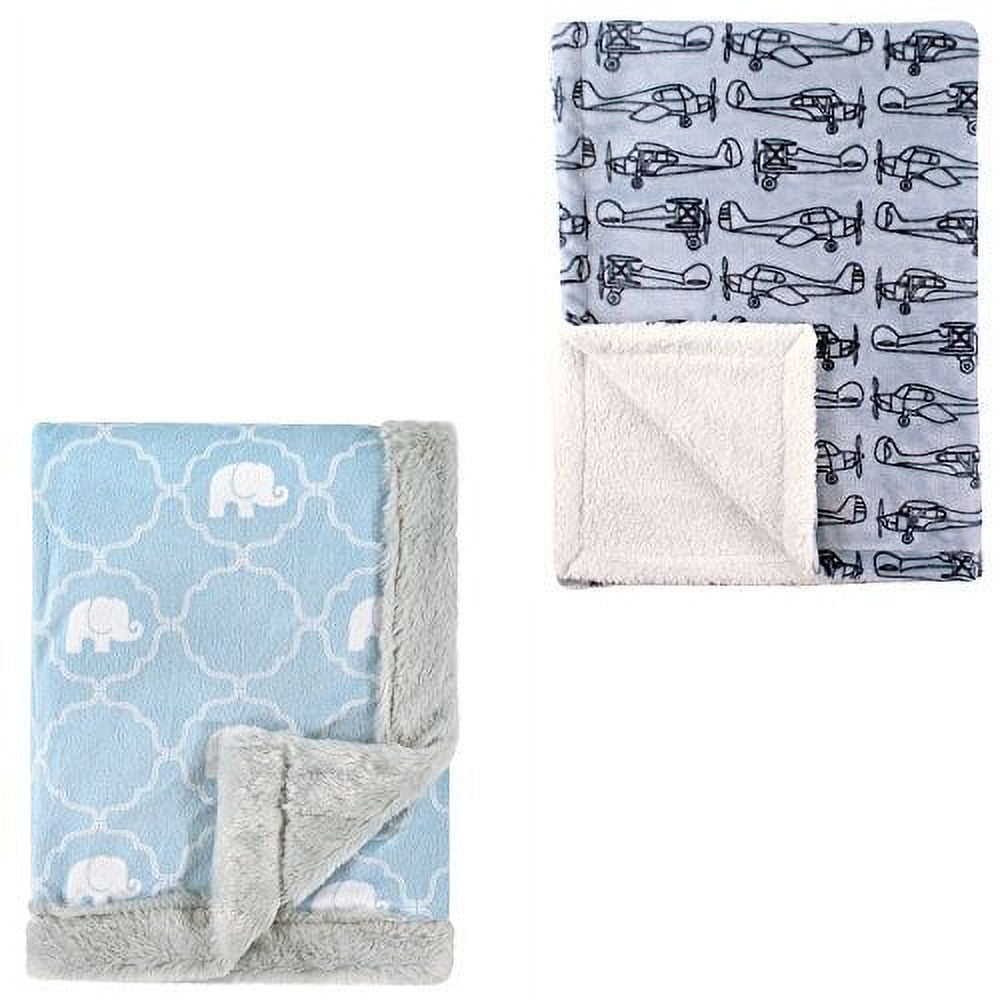 Hudson Baby Boys' Plush Blanket, 2Pack, Choose Your Color