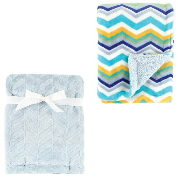 Hudson Baby Boys' Plush Blanket, 2-Pack, Choose Your Color
