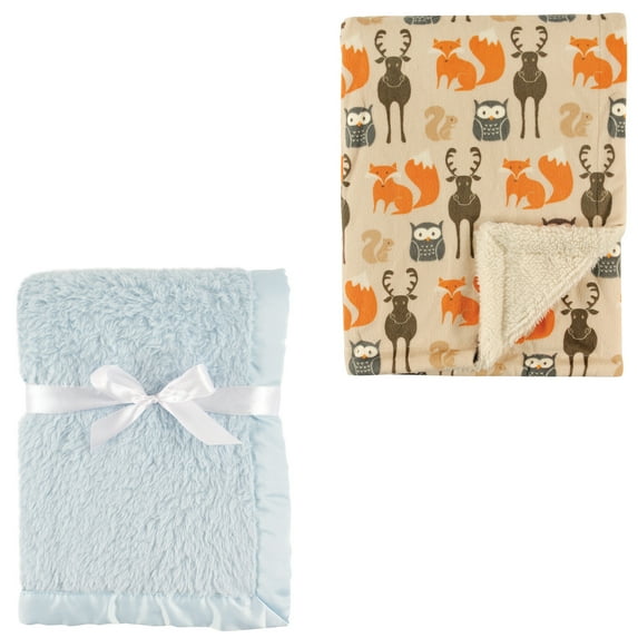 Hudson Baby Boys' Plush Blanket, 2-Pack, Choose Your Color