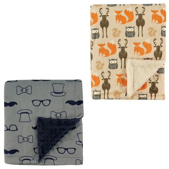Hudson Baby Boys' Plush Blanket, 2-Pack, Choose Your Color
