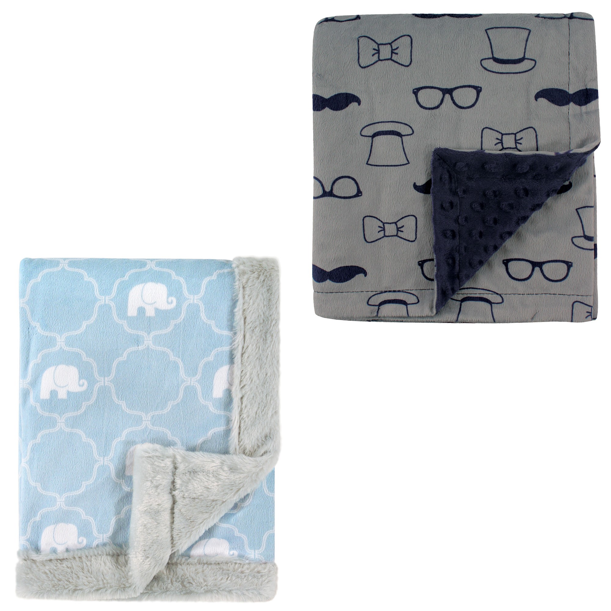Hudson Baby Boys' Plush Blanket, 2Pack, Choose Your Color