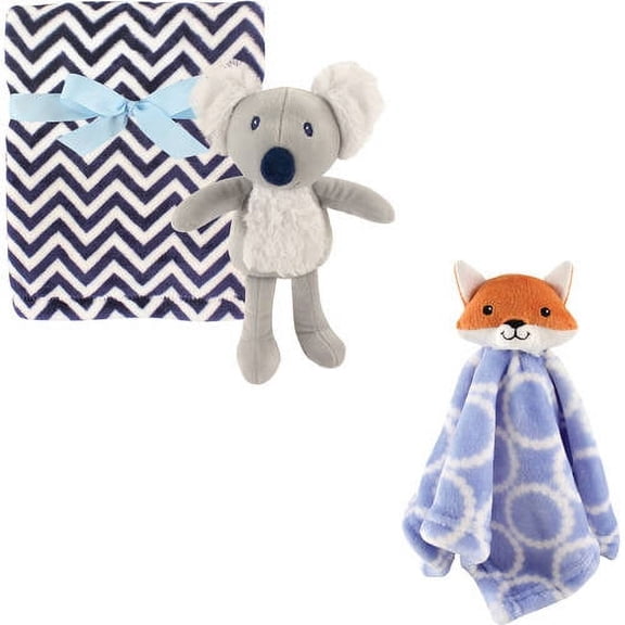 Hudson Baby Boys' Plush Blanket, Security Blanket and Toy, Choose Your Color